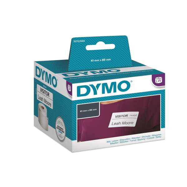 DYMO S0722560/11356 - этикетки для бэйджей, легкоудаляемые, 89х41 мм, 300 шт/рул (6 рулонов в упаковке)
