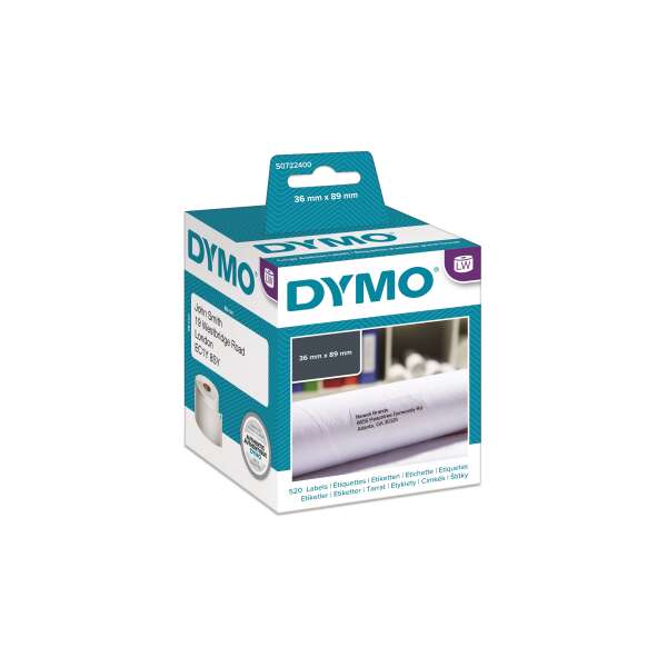 DYMO S0722400/99012 - этикетки адресные бумажные, 89х36 мм, 2x260 шт/рул (6 рулонов в упаковке)