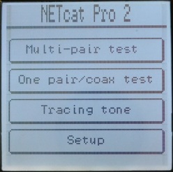 Основное меню кабельного тестера Greenlee NetCat Pro NC-500