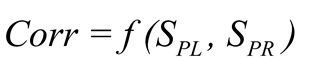 Коэффициент корреляции Corr можно выразить в виде функции от параметров SPL и SPR